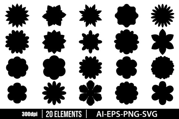 Download Beautiful Flowers Silhouette Clipart Set - Beautiful flowers Collection